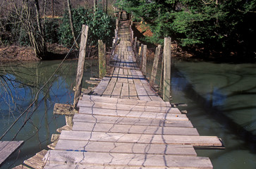 A walking bridge over a creek in West Virginia