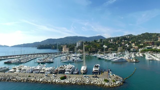 Aerial view of the Italian Riviera, Rapallo, Italy