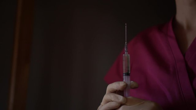Injection preparation. Antibiotic buttocks injection. Self-injection at home.