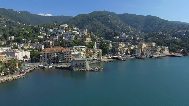 Aerial view of the Italian Riviera, Rapallo, Italy