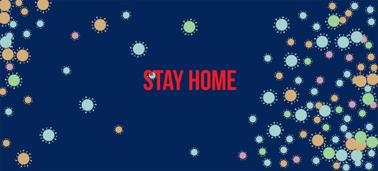 Fototapeta na wymiar Stay Home Quarantine Banner. Virus Protection Flat Corona Web Page. 
