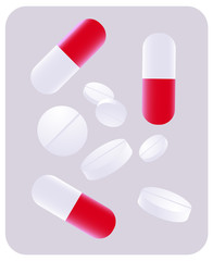 Medical pills, healthcare and medicine concept, vector illustration. 