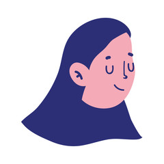 girl face cartoon character isolated icon white background