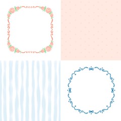 Vintage photo frames set, drawing doodle style, antigue ornamental and cute photo colored frames for decoration and design