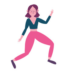 young woman in yoga pose practicing isolated icon white background