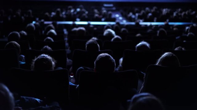 Audience in a movie theater during a film performance - cinema