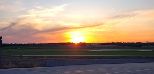 sunset over the river