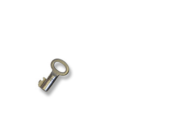 Close up of an old Key, isolated on white Background