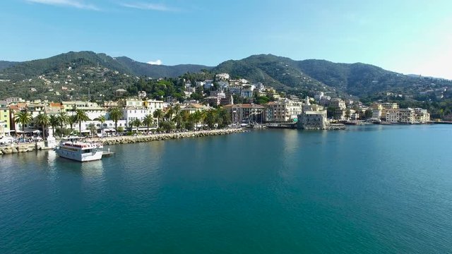 Aerial view of the Italian Riviera, Rapallo, Italy