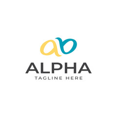 Desain logo template untuk bisnis anda, Modern and creative, Alpha or alphabet vector or letter ab initials