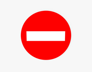 No entry traffic sign. Isolated on white. Clipping path. 3D Rendering.