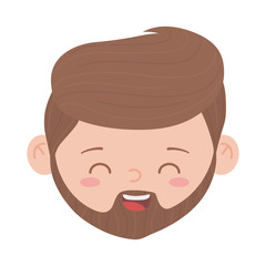 bearded man face character isolated icon white background