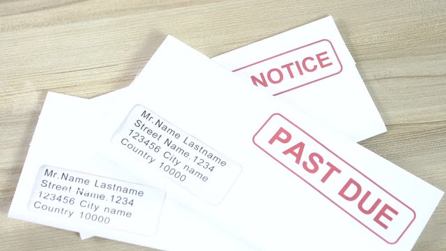 The Credit, Debt Crisis and Recession Keep track of overdue and overdue invoices and expenses for urgent payments. Invoices and invoices thrown on the table.