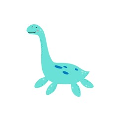 Cute dinosaur for kids, baby t-shirt, greeting card design. Funny little dino of hand drawn style. Vector illustration of dinosaur isolated on background.