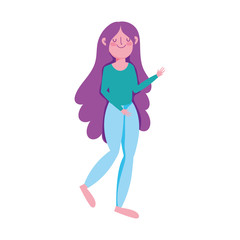 young woman cartoon character isolated icon on white background