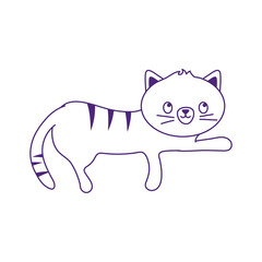 gray little cat pet isolated icon white background line style