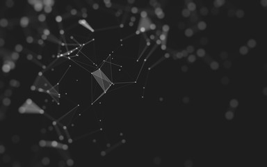 Abstract background. Molecules technology with polygonal shapes, connecting dots and lines. Connection structure. Big data visualization.