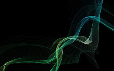 Dark abstract background with a glowing abstract waves