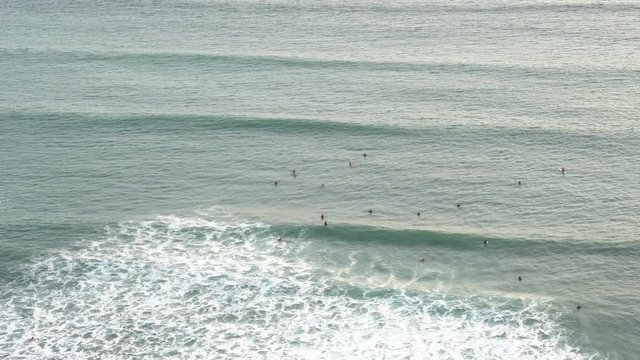 Surf crowd on the oceon waitng for waves