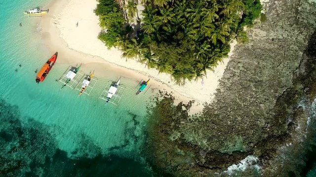 Aerial Shot Over Guyam Island Philippines, Amazing Turquoise Water