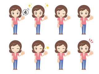 人物セット＿４＿女性＿ピンク