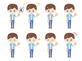 人物セット＿４＿男性＿ブルー