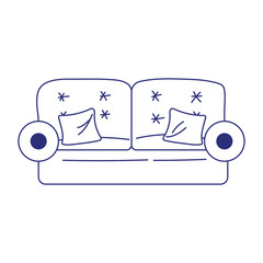 sofa and cushions furniture decoration isolated icon on white background
