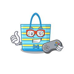 Mascot design concept of beach bag gamer using controller