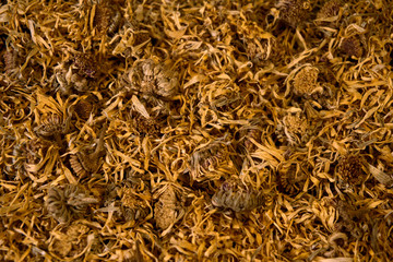 Textura de té de calendula seco