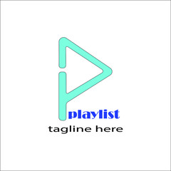 playlist logo vector on blue color