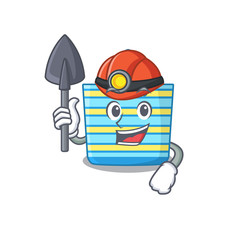 Beach bag miner cartoon design concept with tool and helmet