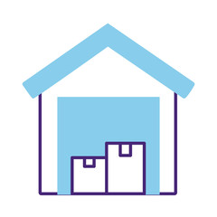 pile of boxes in warehouse delivery service line style