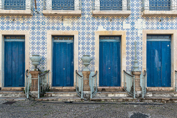 São Luis, Maranhão, Brazil on August 6, 2016. Old facade of the buildings in the historic...