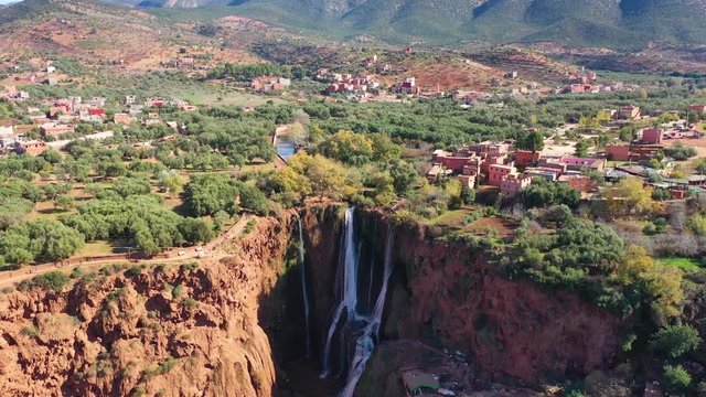 2020 - beautiful aerial of Ouzoud waterfall in Morocco.