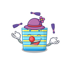 An attractive beach bag cartoon design style playing juggling