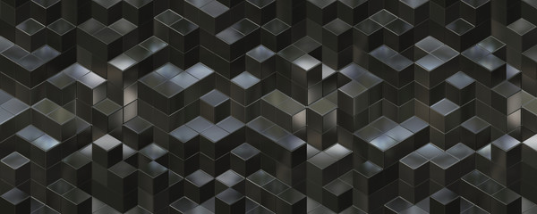 3d render random steel cube background