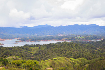 Fototapeta premium Beautiful landscape of Dam in Colombia