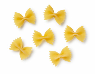 Farfalle placed on a white background