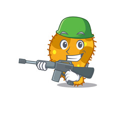 Obraz premium A cartoon picture of pseudomonas in Army style with machine gun