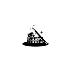 Naklejka premium Magic colosseum with hat magician shaped