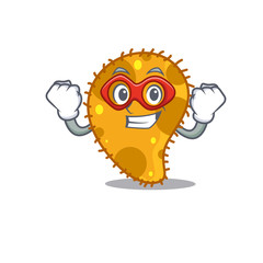 A cartoon character of pseudomonas performed as a Super hero
