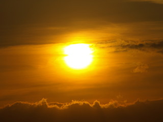 Sunset between clouds