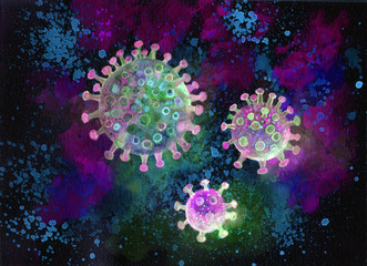 Coronavirus Virus - Graphic Background Watercolor Paint Illustration