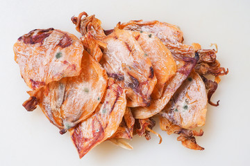 Dry food mold. Dried squid moldy. Moldy food should not be eaten, but is rare. And similar to normal food Be careful when eating.