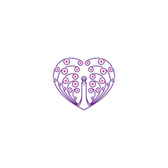Peacock Love Line Art