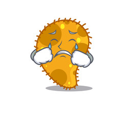 Cartoon character design of pseudomonas with a crying face