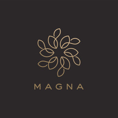 Abstract luxury linear trendy flower logo design template