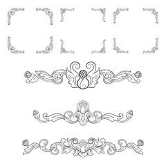 Classic Vitage Wedding Vector Ornaments frames Separator elements for Classic Vintage Wedding Invitation Hand Drawn Doodle