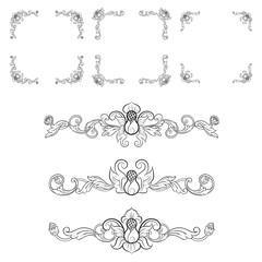 Classic Vitage Wedding Vector Ornaments frames Separator elements for Classic Vintage Wedding Invitation Hand Drawn Doodle