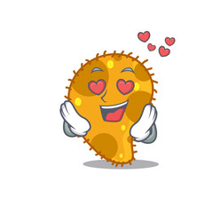Cute pseudomonas cartoon character has a falling in love face